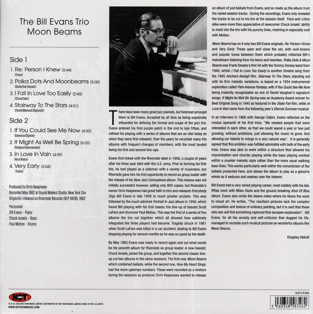 Bill Evans Trio - Moon Beams (180g) (colored vinyl) vinyl LP back cover