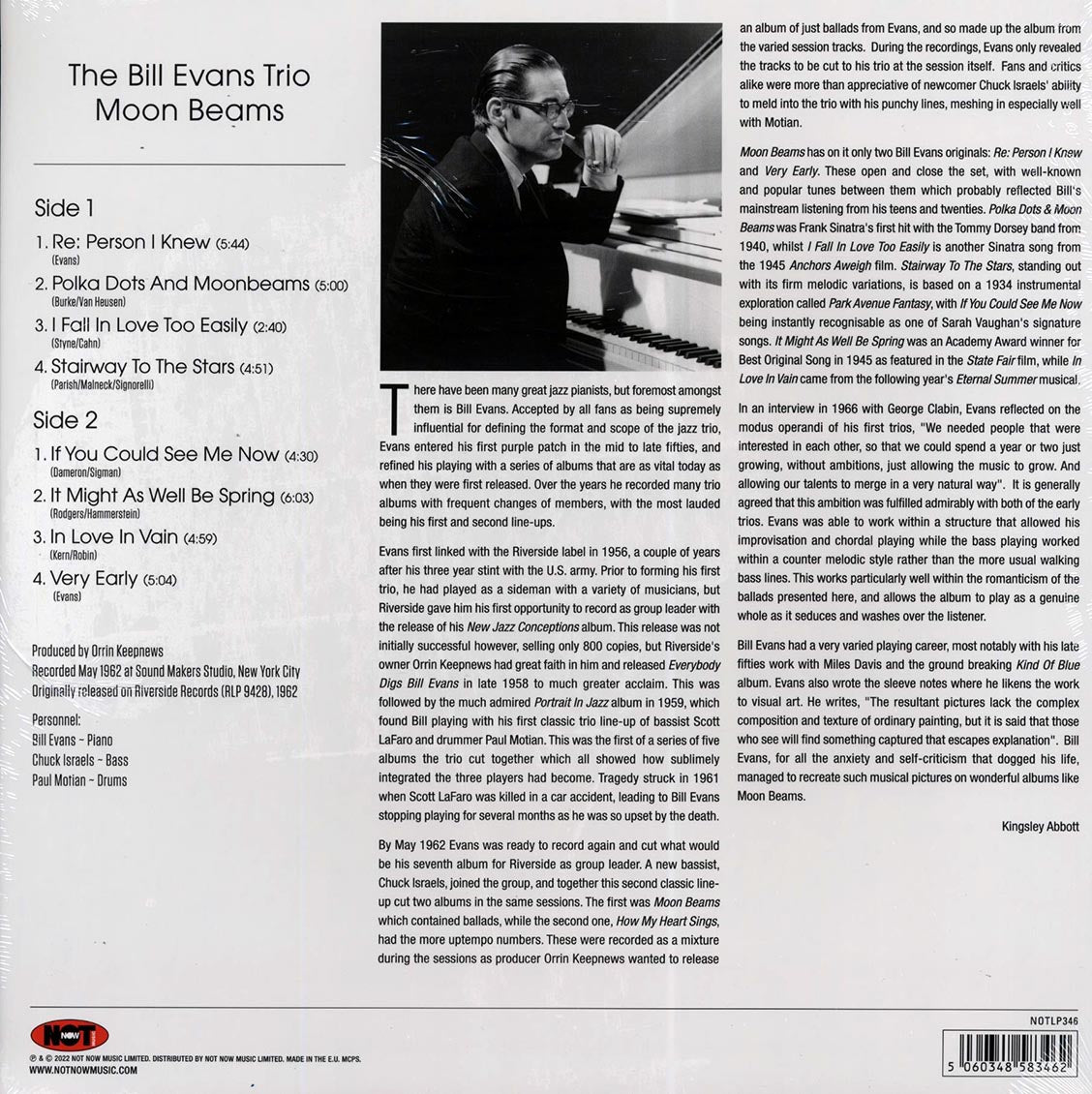 Bill Evans Trio - Moon Beams (180g) (colored vinyl) vinyl LP back cover