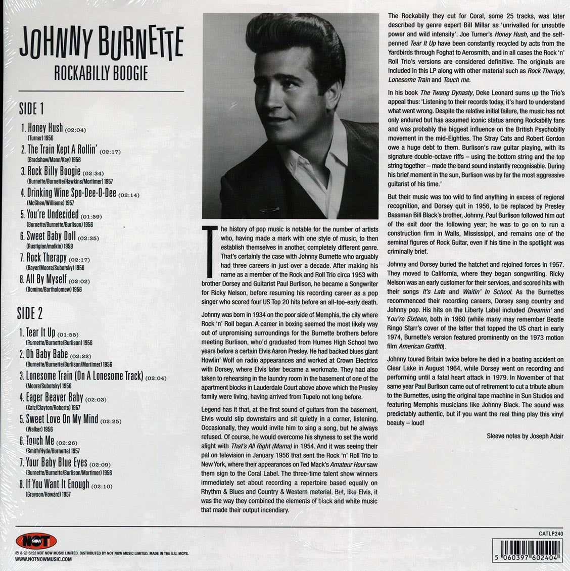 Johnny Burnette - Rockabilly Boogie (180g) vinyl LP back cover