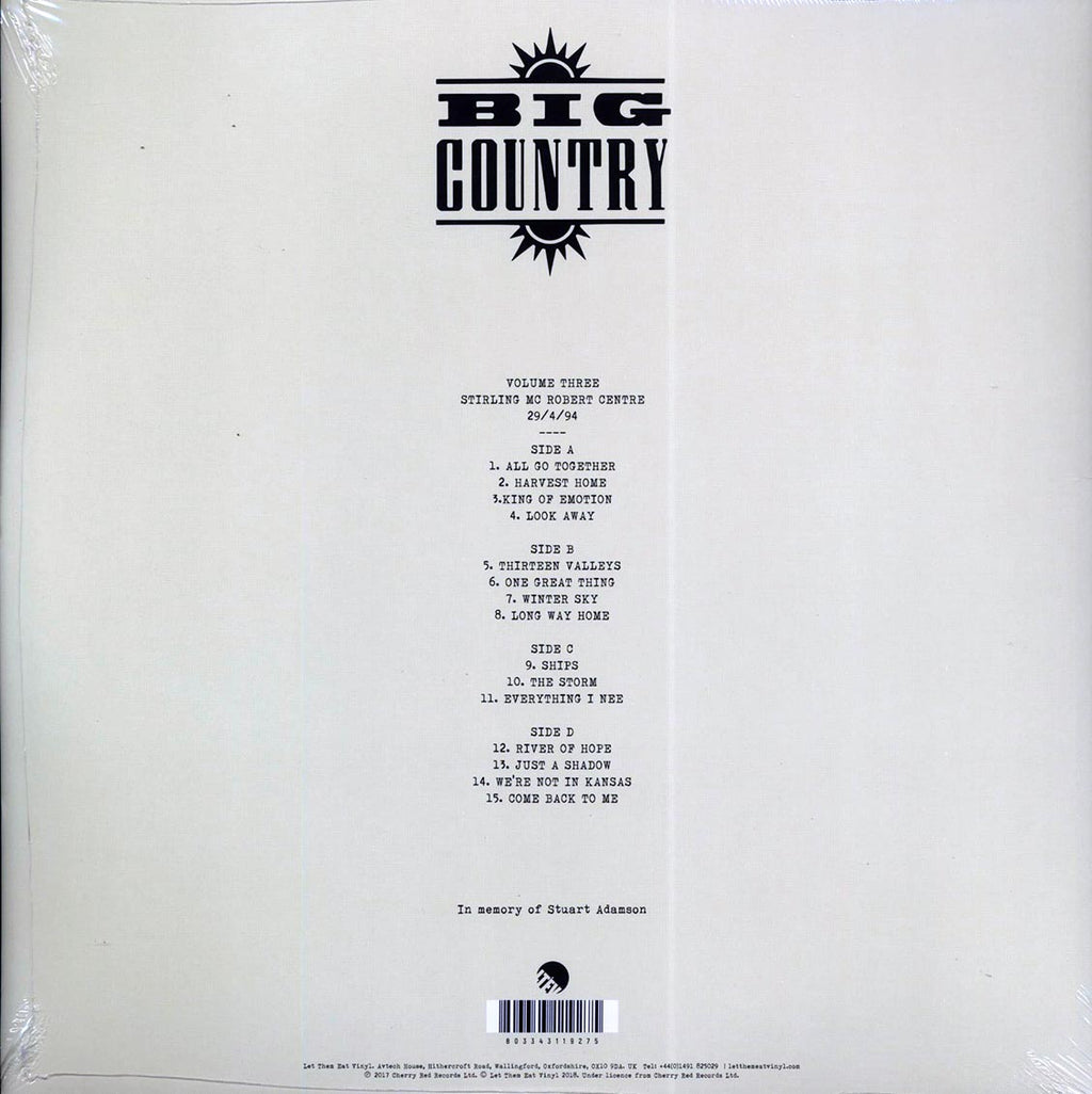 Big Country - We're Not In Kansas: The Live Bootleg Series 1993-1998 Volume 3 (ltd. ed.) (2xLP) vinyl LP back cover