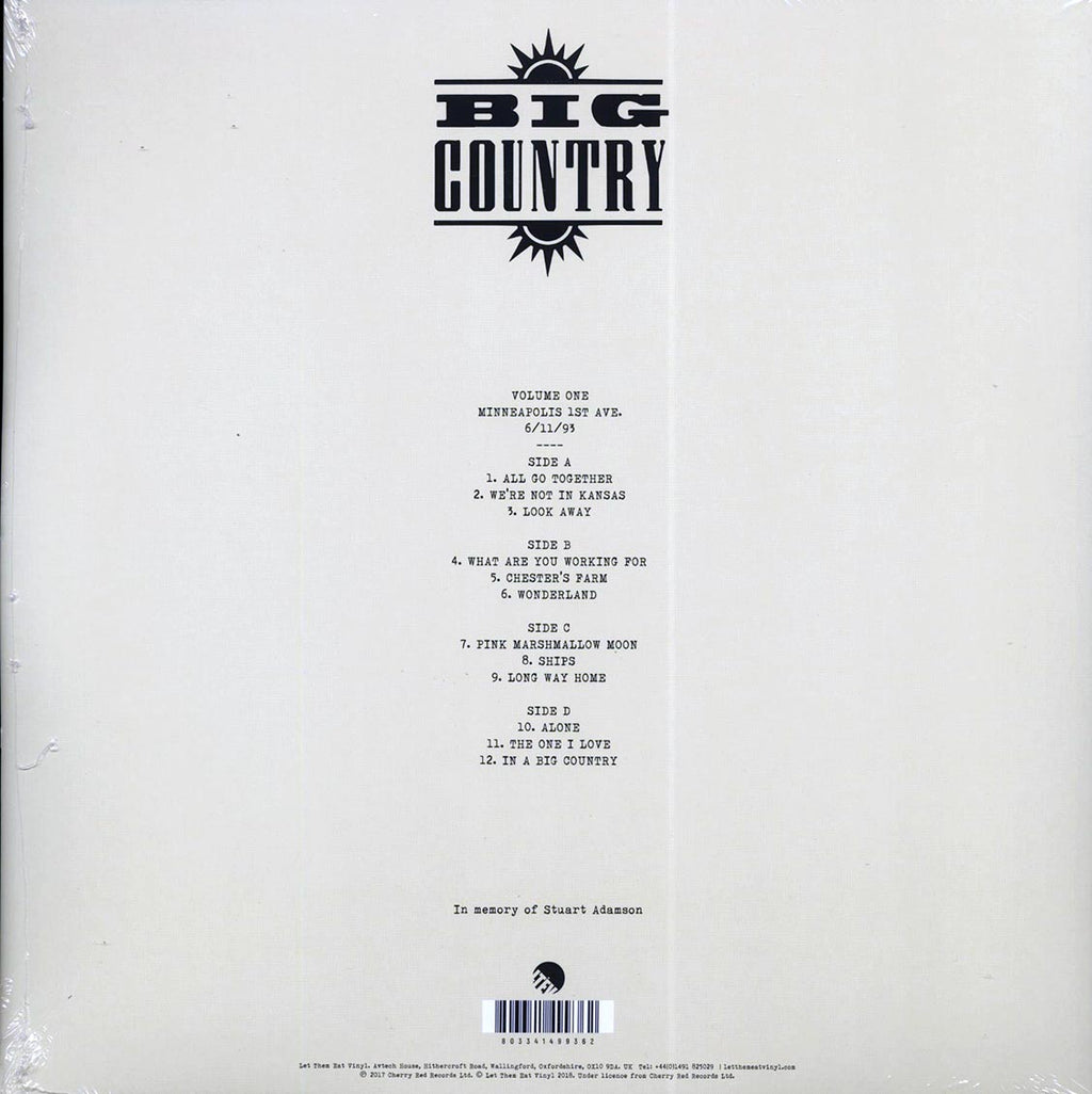 Big Country - We're Not In Kansas: The Live Bootleg Series 1993-1998 Volume 1 (ltd. ed.) (2xLP) (yellow vinyl) vinyl LP back cover