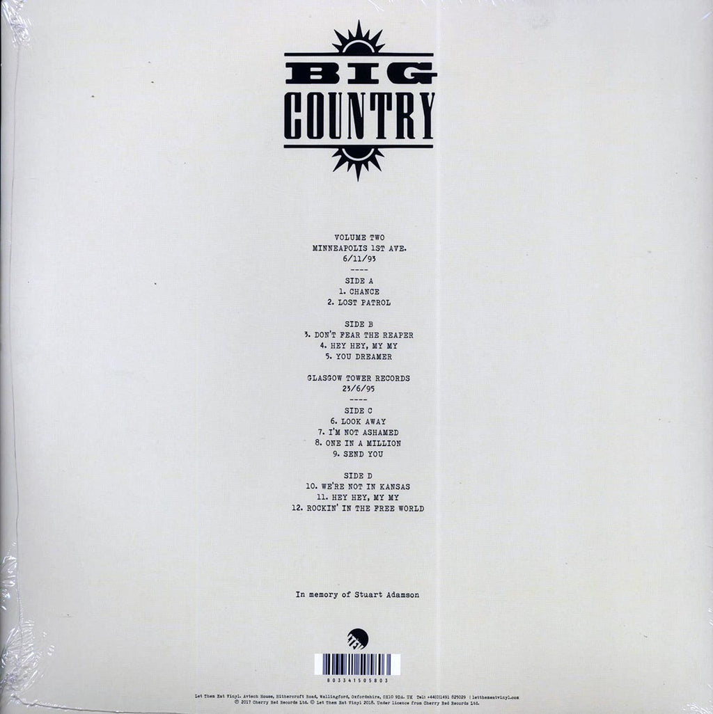 Big Country - We're Not In Kansas: The Live Bootleg Series 1993-1998 Volume 2 (ltd. ed.) (2xLP) (clear vinyl) vinyl LP back cover