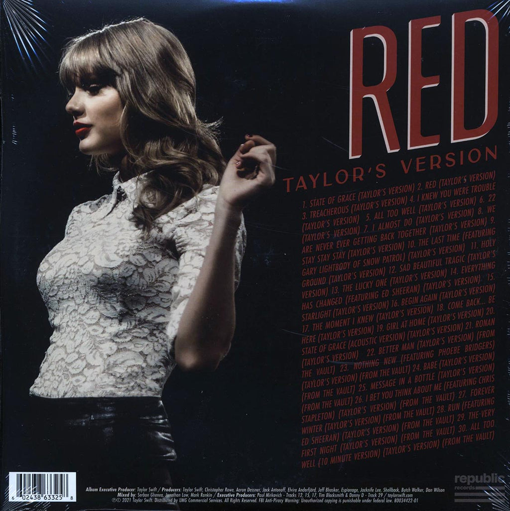 Taylor Swift - Red (Taylor's Version) (4xLP) (incl. slipmat) vinyl LP back cover