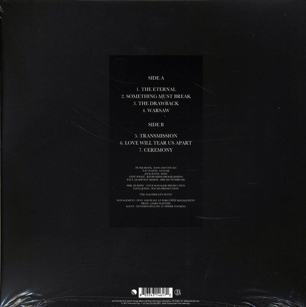 Peter Hook & The Light - Unknown Pleasures Tour 2012 Volume 3: Live In Leeds, The Cockpit, 29/11/12 (RSD 2017) (ltd. ed.) (clear vinyl) vinyl LP back cover