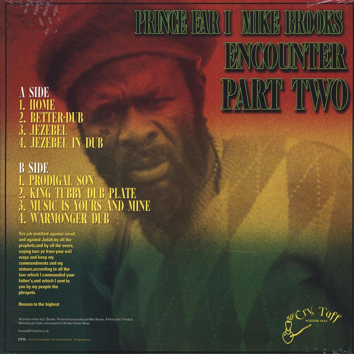 Prince Far I, Mike Brooks - Encounter Part 2 vinyl LP back cover