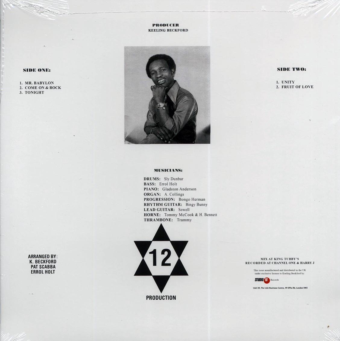 Horace Andy, Errol Scorcher - Unity Showcase vinyl LP back cover