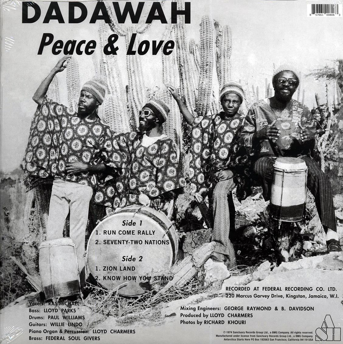 Ras Michael (Dadawah) - Peace & Love vinyl LP back cover
