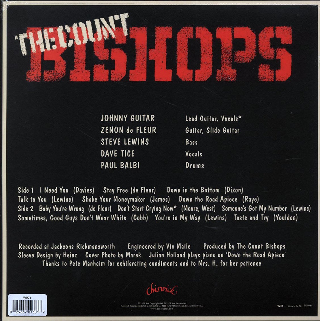 The Count Bishops - The Count Bishops vinyl LP back cover