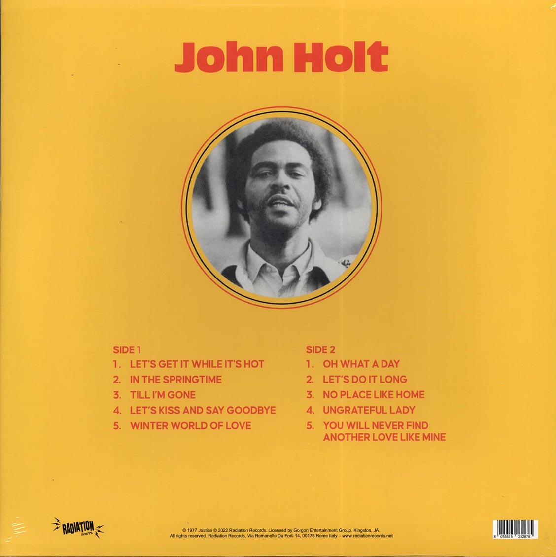 John Holt - 3000 Volts Of Holt vinyl LP back cover