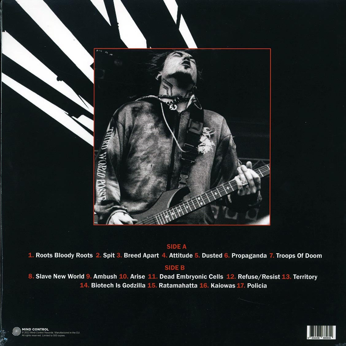 Sepultura - Ambush In Spain: Live At Doctor Music Festival, Escalarre, Spain, 12th July 1996 FM Broadcast vinyl LP back cover