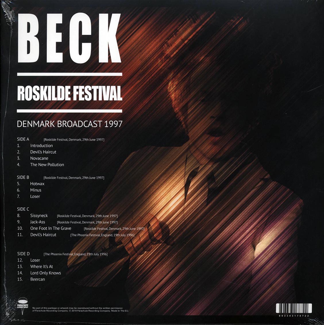 Beck - Roskilde Festival: Denmark Broadcast 1997 (2xLP) vinyl LP back cover