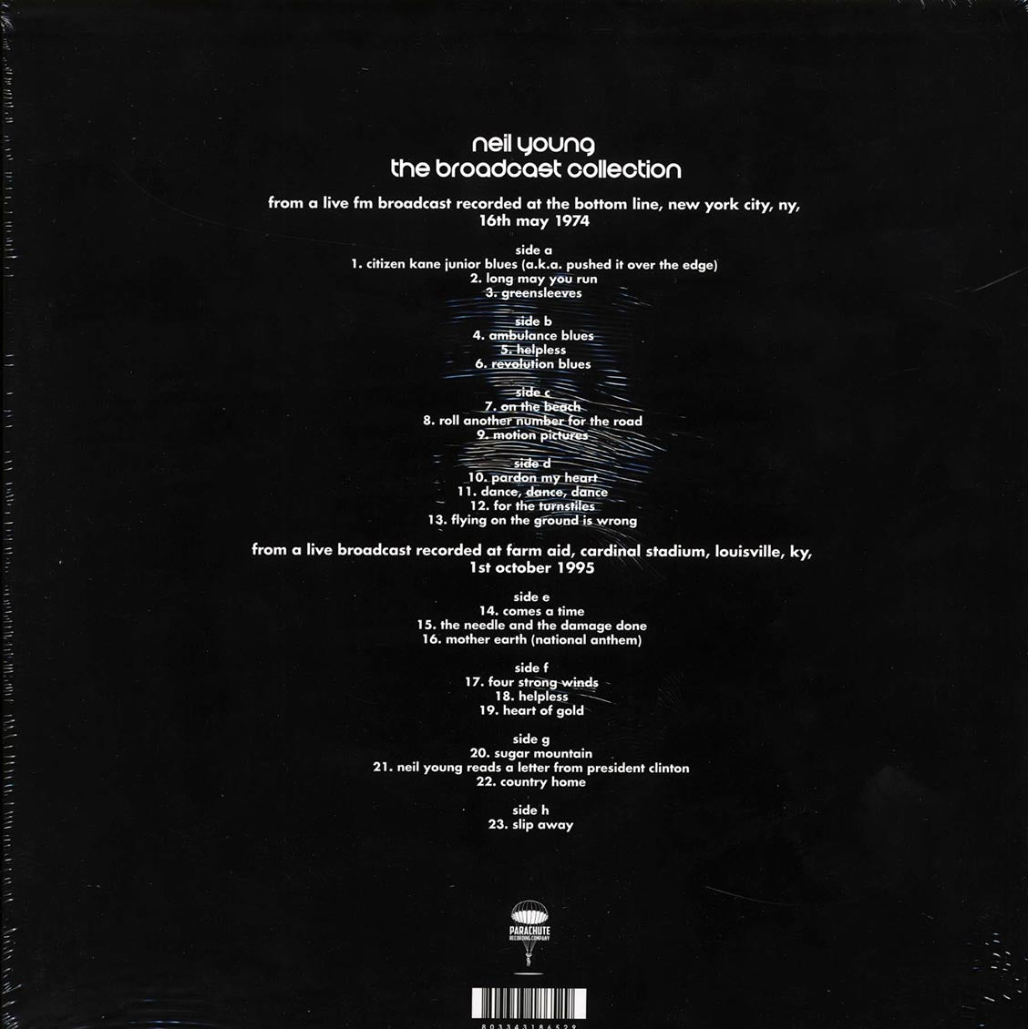 Neil Young - The Broadcast Collection (casebound set) (ltd. ed.) (4xLP) (box set) vinyl LP back cover
