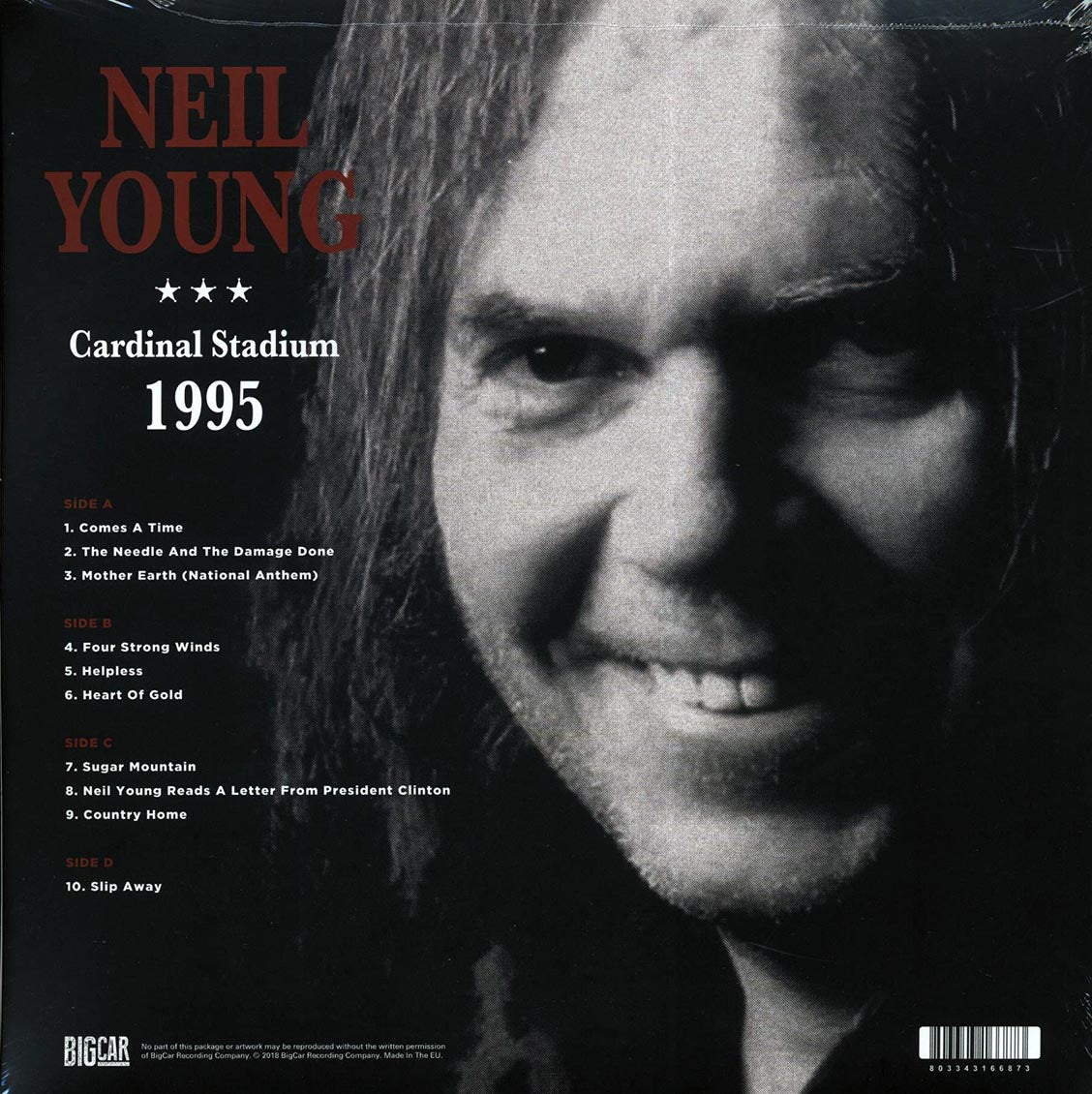 Neil Young - Cardinal Stadium 1995 (2xLP) vinyl LP back cover