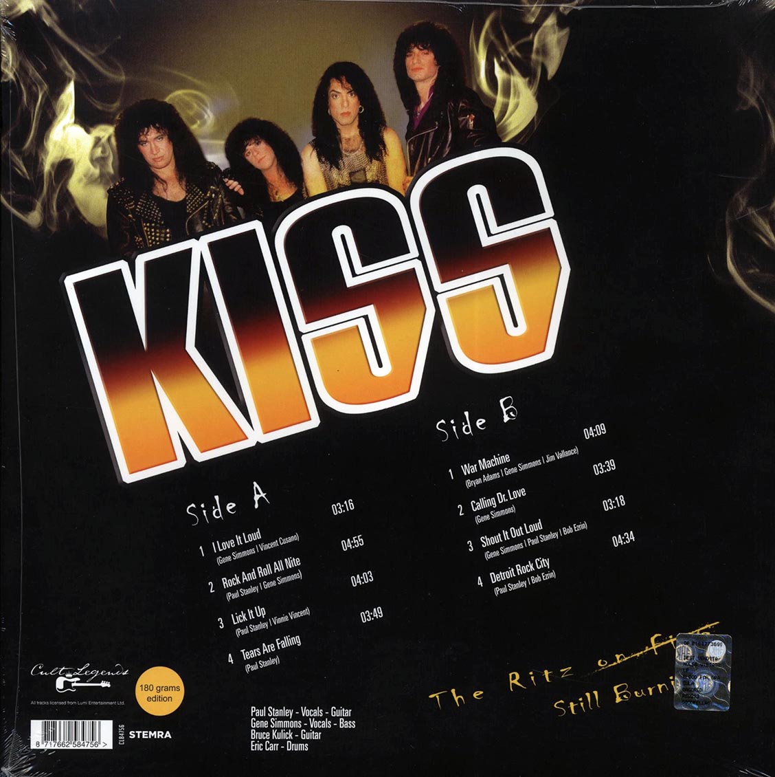 Kiss - The Ritz On Fire Part 2: Still Burning, The Ritz, New York, August 12th 1988 vinyl LP back cover
