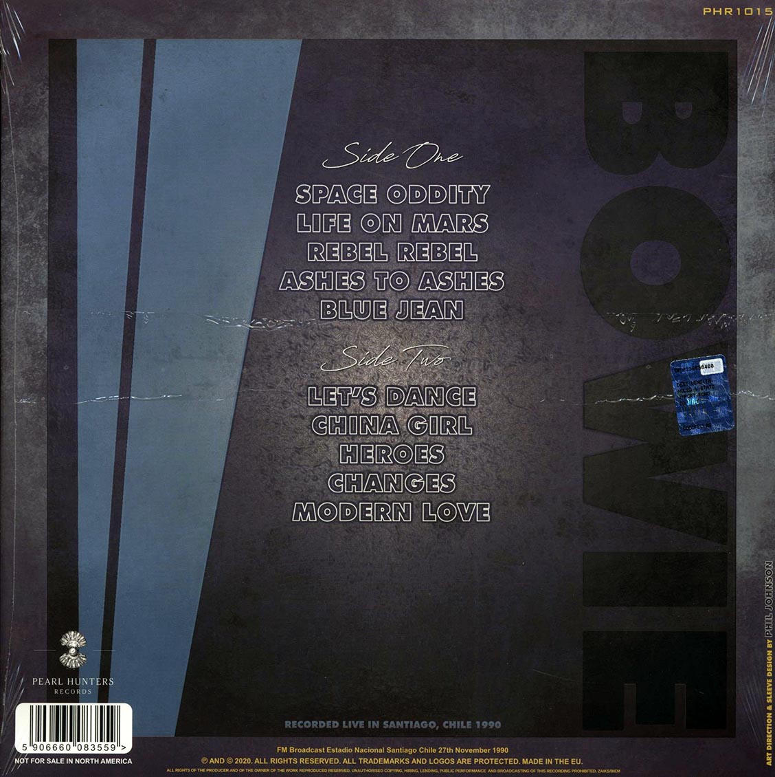 David Bowie - Just For One Day: Santiago, Chile, 1990 (clear vinyl) vinyl LP back cover