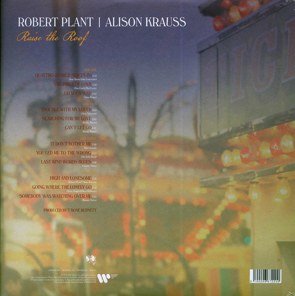 Robert Plant, Alison Krauss - Raise The Roof (2xLP) vinyl LP back cover