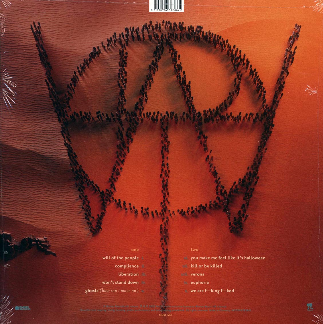 Muse - Will Of The People vinyl LP back cover