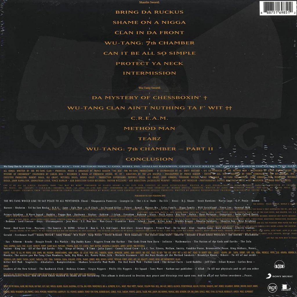 Wu-Tang Clan - Enter The Wu-Tang Clan: 36 Chambers (180g) vinyl LP back cover