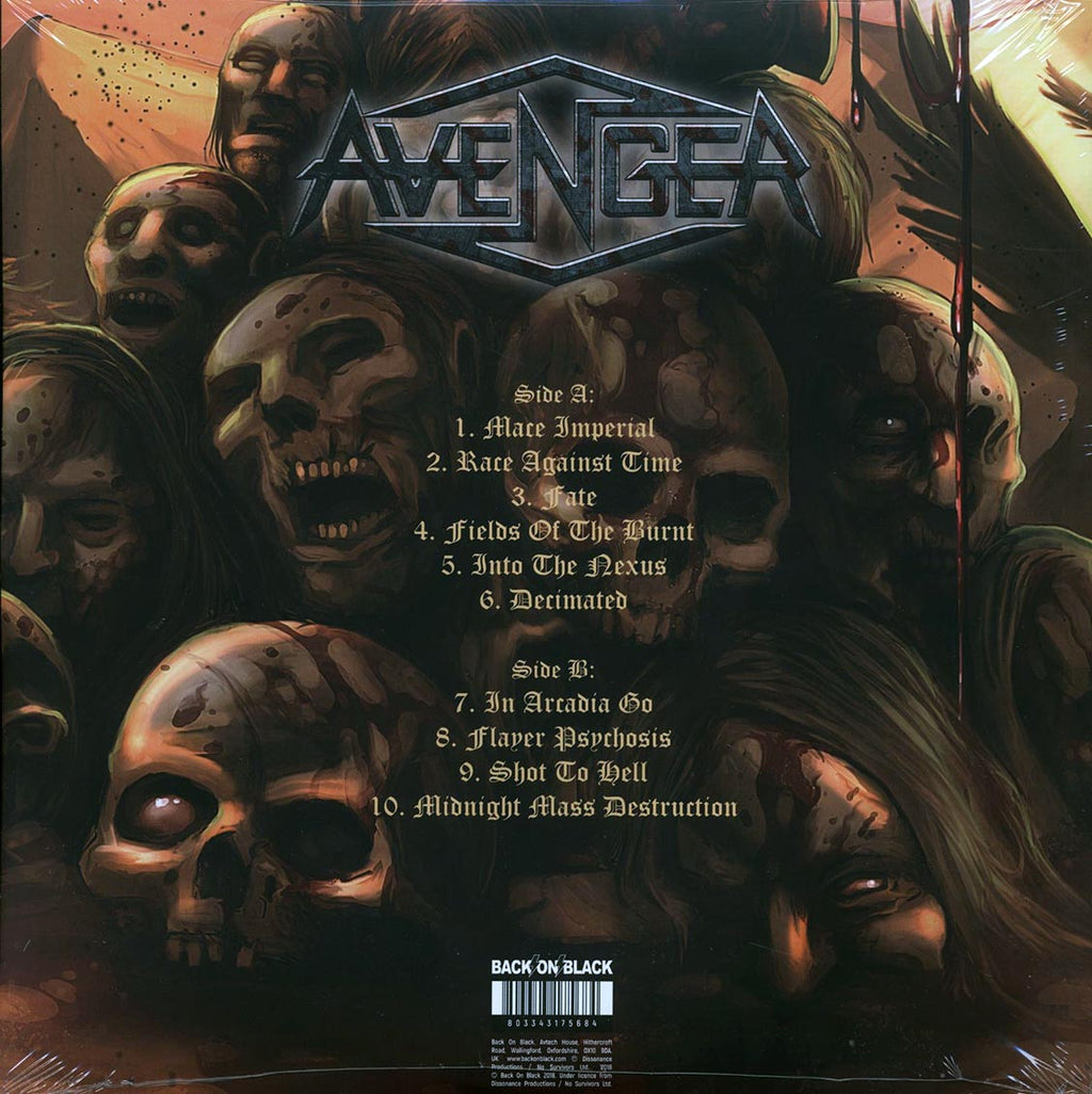 Avenger - The Slaughter Never Stops (ltd. ed.) (red vinyl) vinyl LP back cover