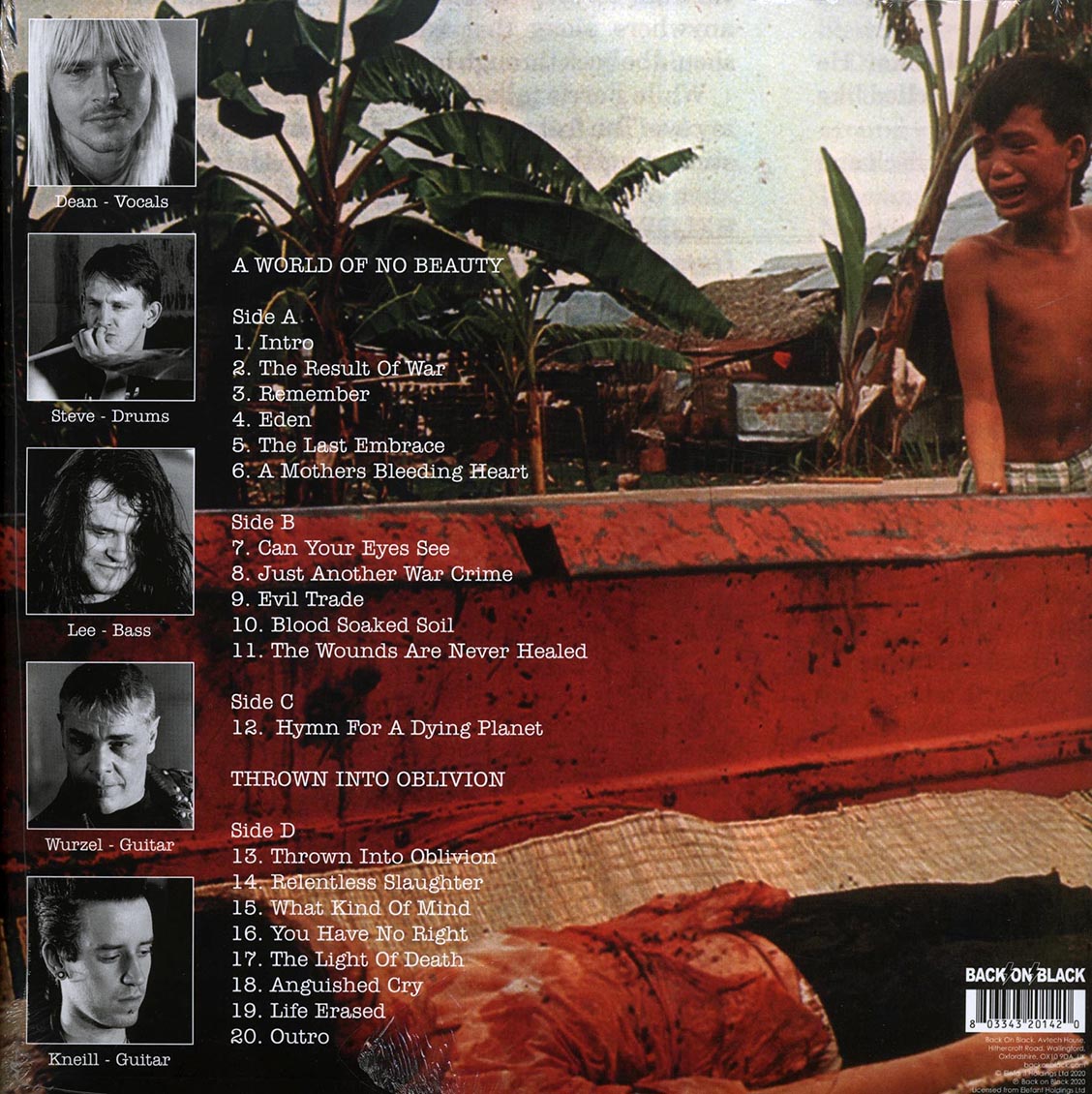 Disgust - A World Of No Beauty + Thrown Into Oblivion (ltd. ed.) (2xLP) (clear/black splatter vinyl) vinyl LP back cover