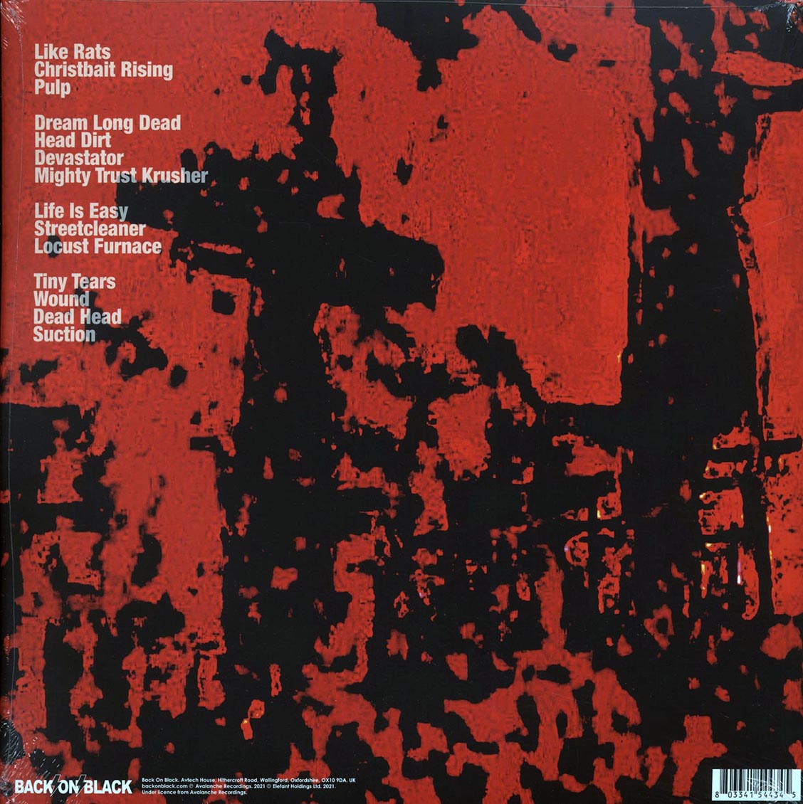 Godflesh - Streetcleaner: Live At Roadburn 2011 (2xLP) vinyl LP back cover