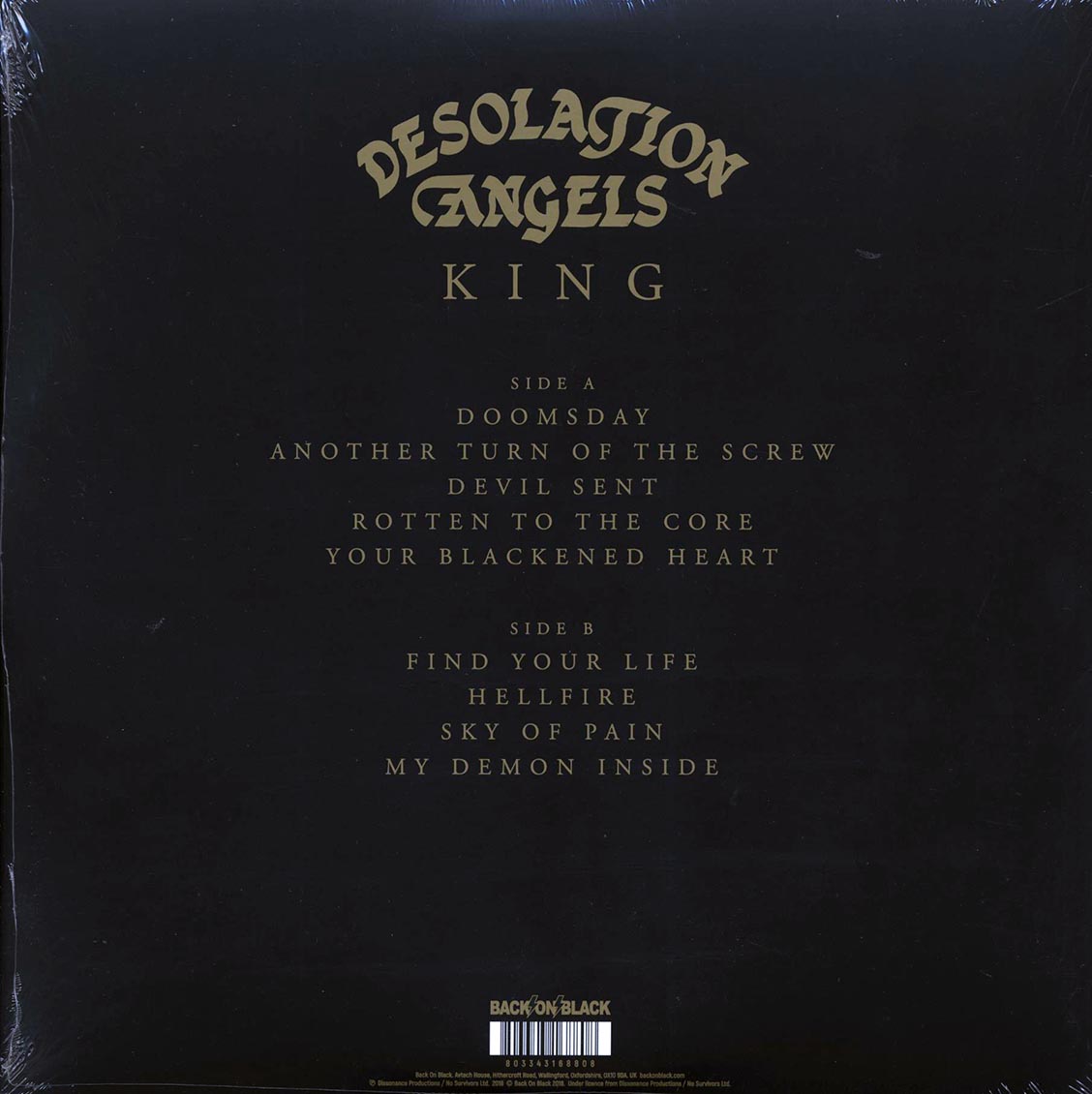 Desolation Angels - King vinyl LP back cover