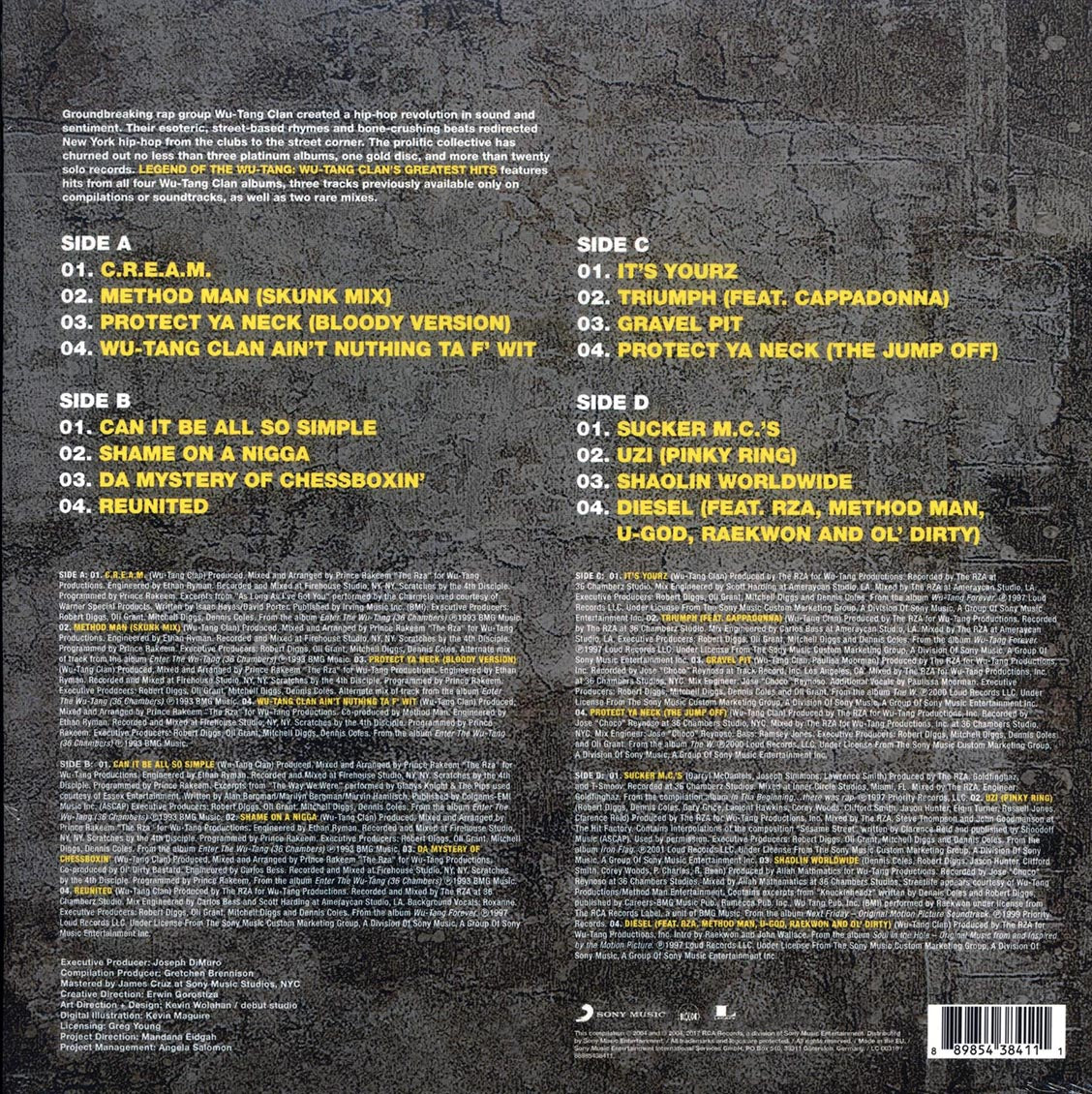Wu-Tang Clan - Legend Of The Wu-Tang Clan: Wu-Tang Clan's Greatest Hits (2xLP) vinyl LP back cover