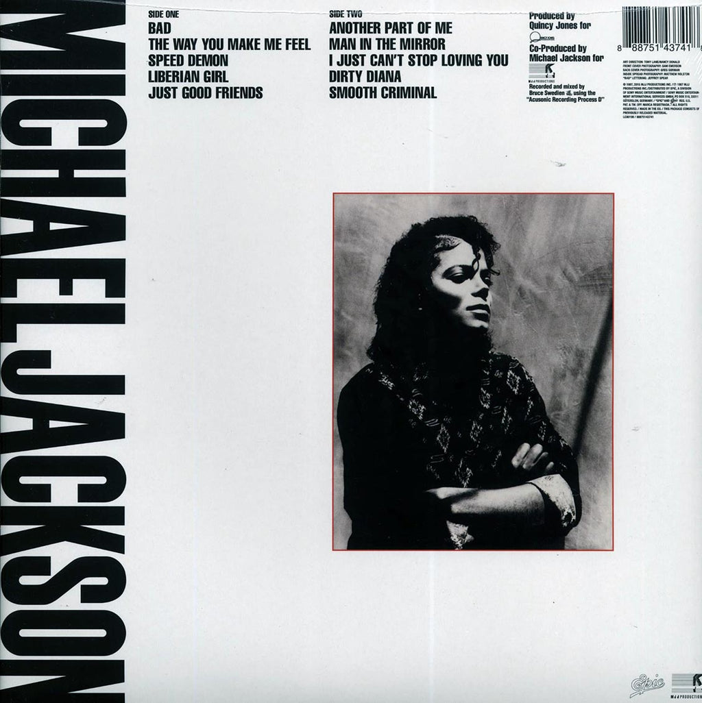 Michael Jackson - Bad vinyl LP back cover