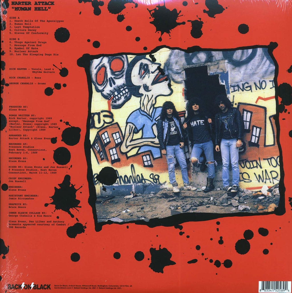 Harter Attack - Human Hell (ltd. ed.) (splatter vinyl) vinyl LP back cover