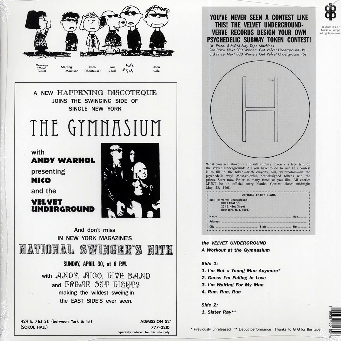 The Velvet Underground - Live At The Gymnasium: New York 1967 vinyl LP back cover