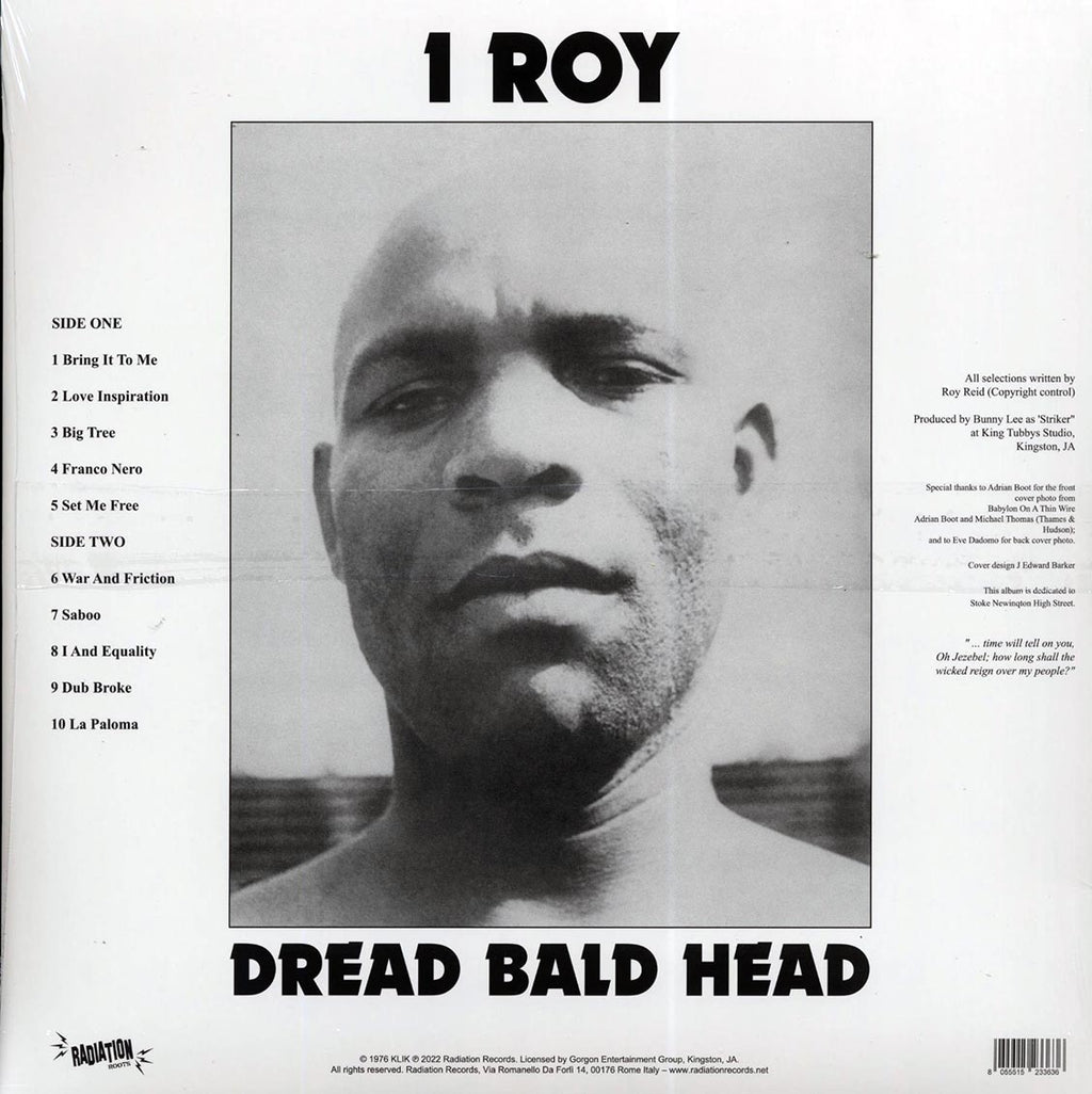 I Roy - Dread Bald Head vinyl LP back cover