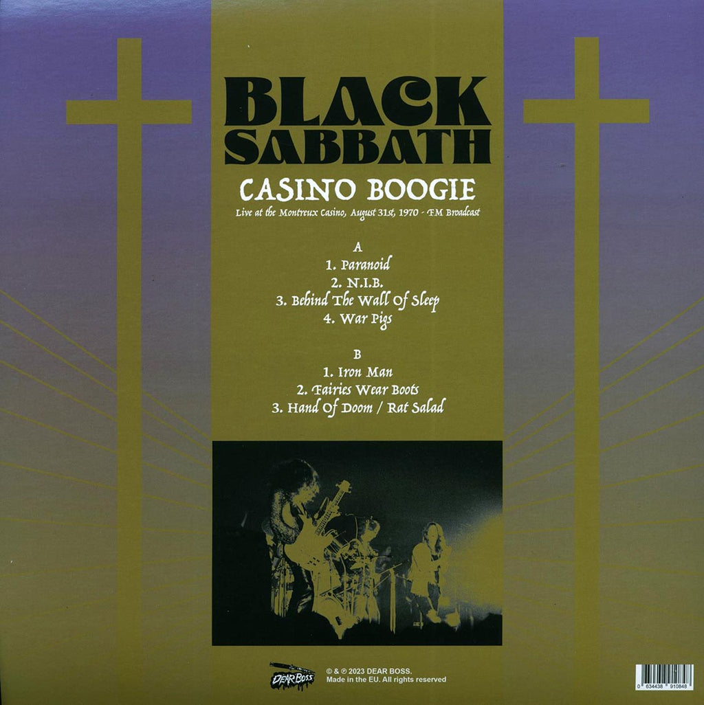 Black Sabbath - Casino Boogie: Live At The Montreux Casino, August 31st 1970 FM Broadcast (colored vinyl) vinyl LP back cover