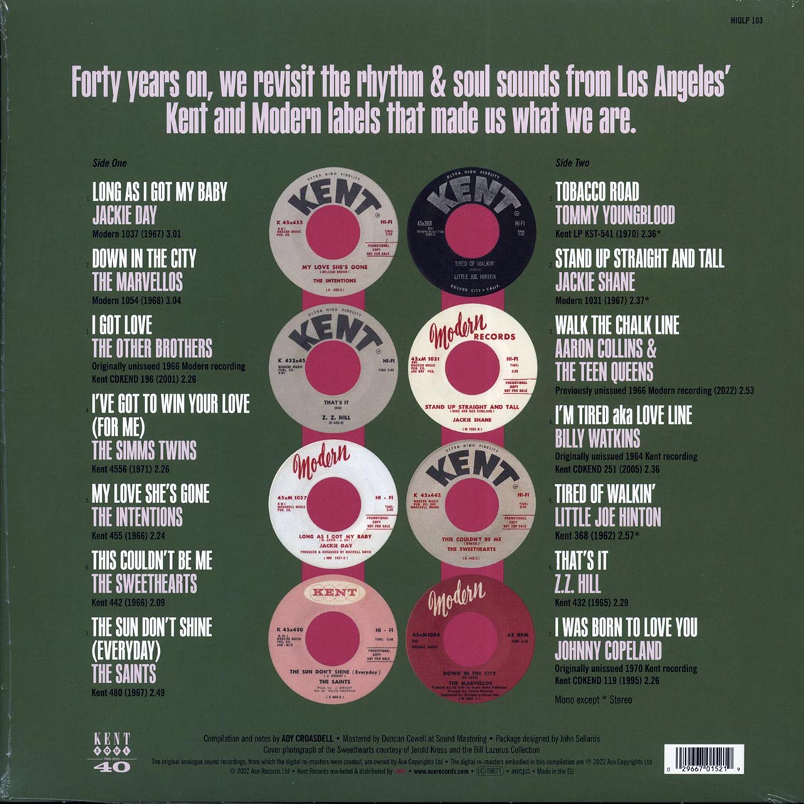 Jackie Day, The Sweethearts, The Marvellos, Etc. - For Dancers Forty (180g) vinyl LP back cover
