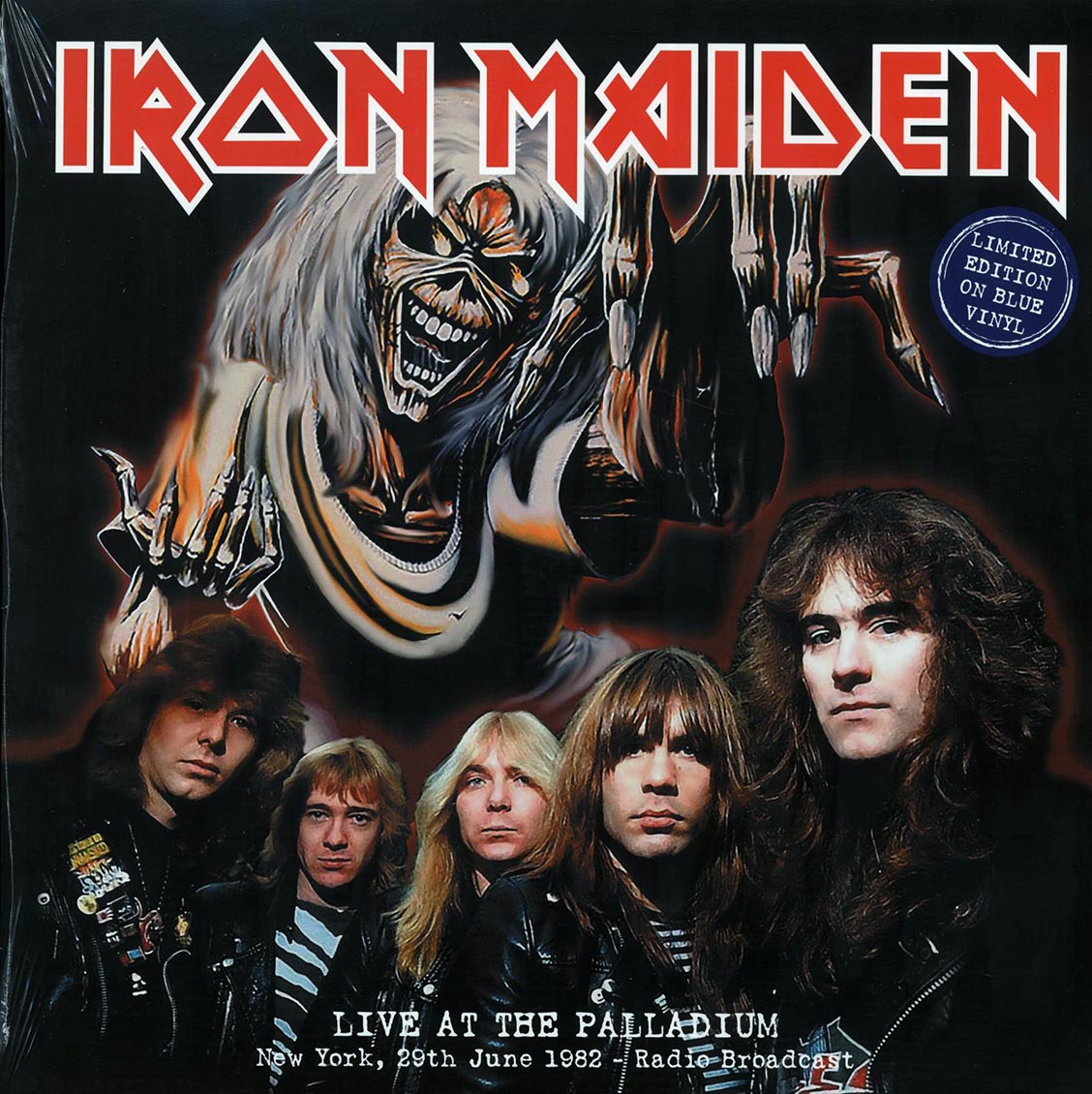 Iron Maiden - Live At The Palladium, New York, 29th June 1982 Radio Broadcast (ltd. 500 copies made) (blue vinyl) vinyl LP front cover