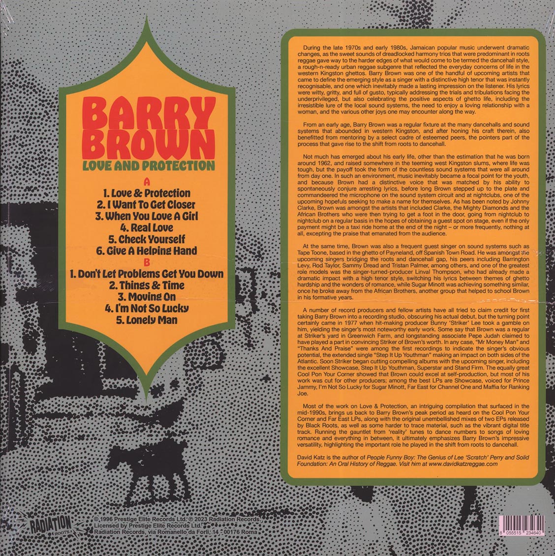 Barry Brown - Love And Protection vinyl LP back cover