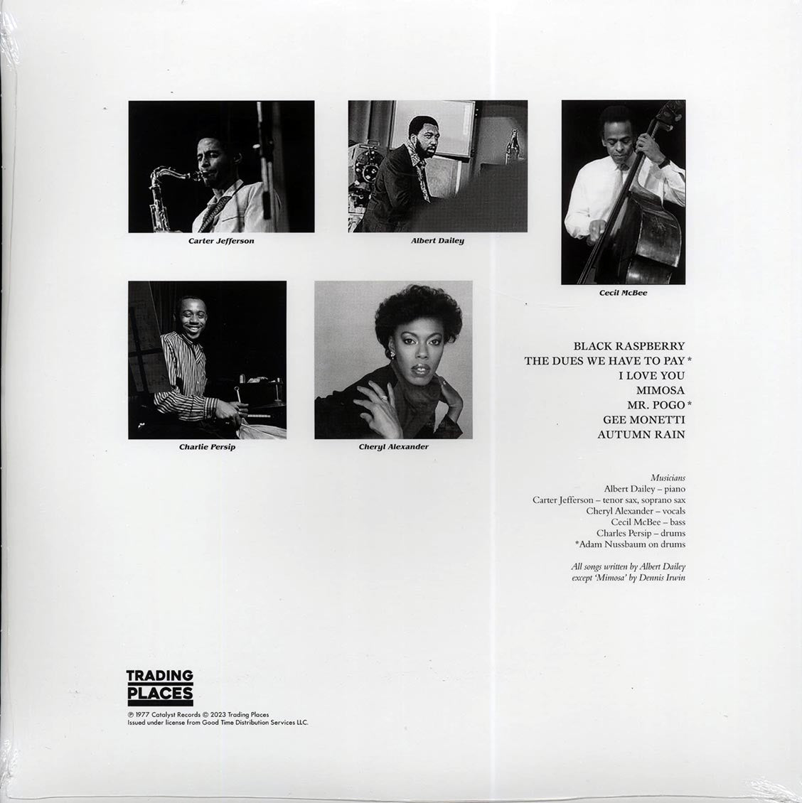 Albert Dailey - Renaissance: November 2, 1977 (180g) vinyl LP back cover