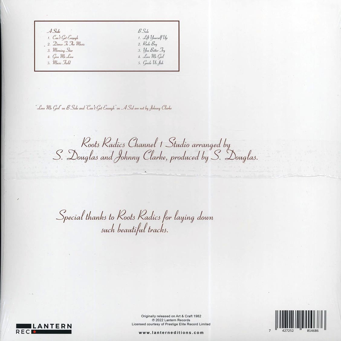 Johnny Clarke - Can't Get Enough (ltd. ed.) vinyl LP back cover