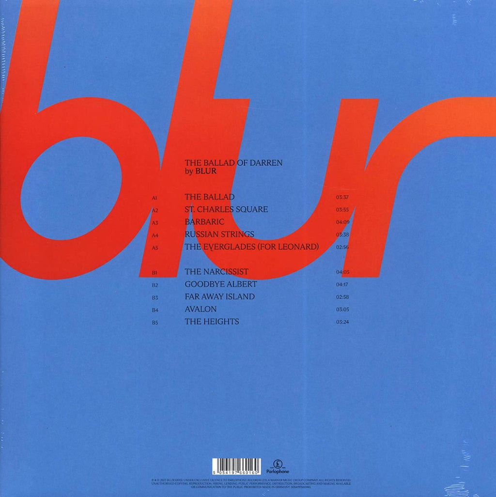 Blur - The Ballad Of Darren (180g) vinyl LP back cover