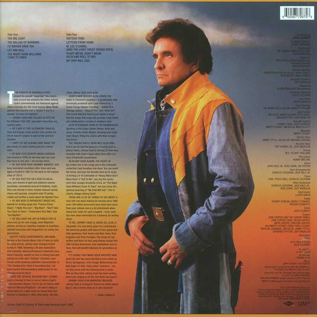 Johnny Cash - Johnny Cash Is Coming To Town (incl. mp3) (180g) (remastered) vinyl LP back cover