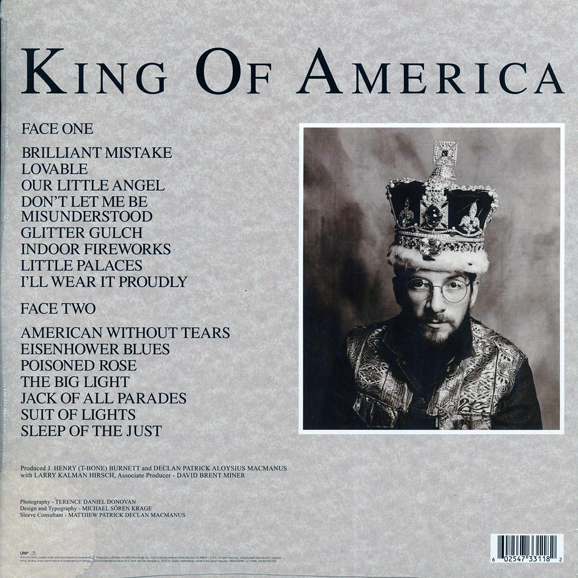 The Costello Show Featuring Elvis Costello - King Of America (180g) vinyl LP back cover