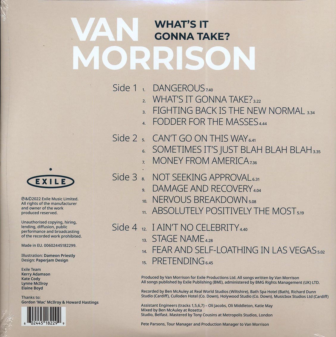 Van Morrison - What's It Gonna Take? (ltd. ed.) (2xLP) (grey vinyl) vinyl LP back cover