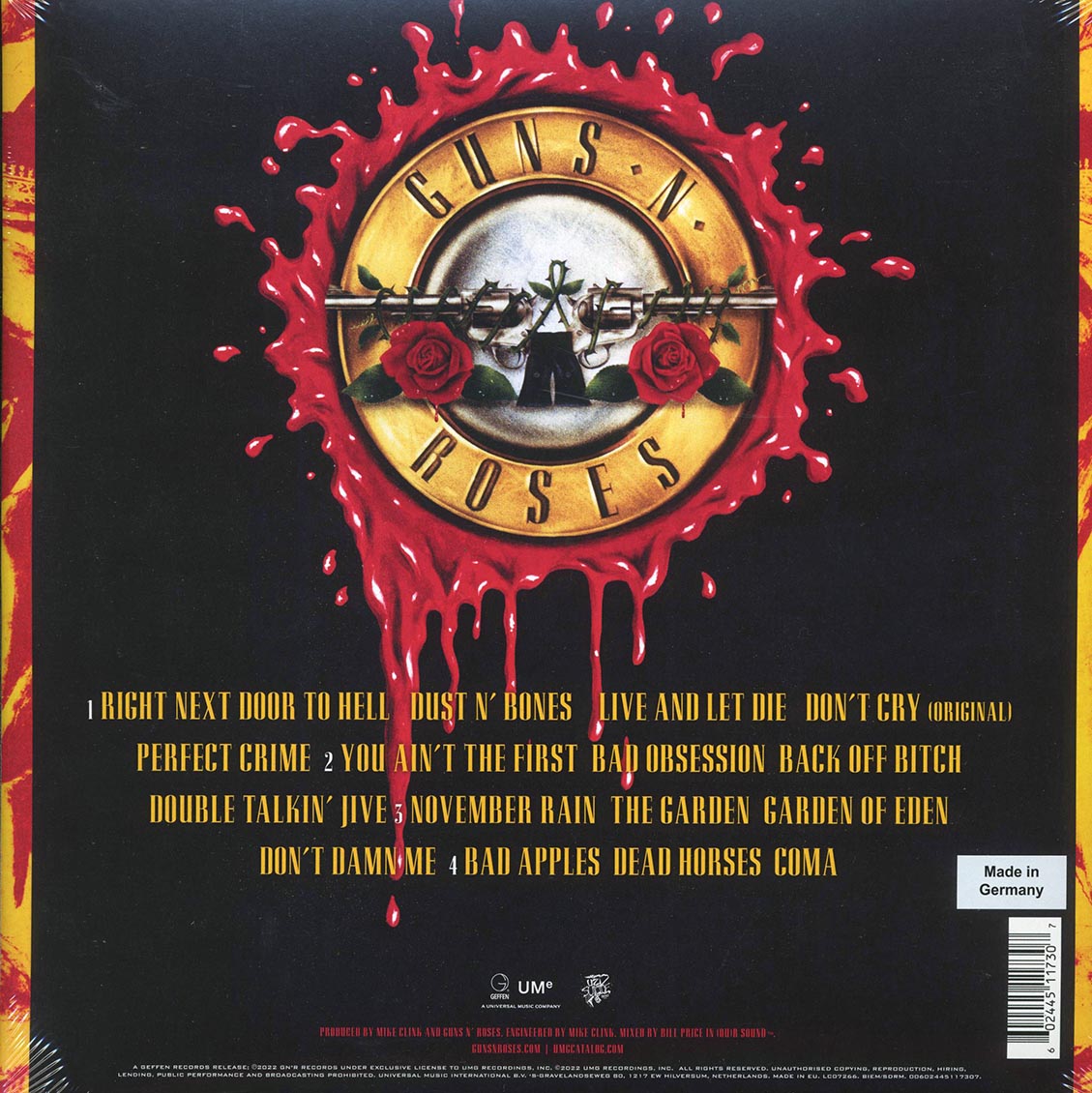 Guns N' Roses - Use Your Illusion I (2xLP) (180g) (audiophile) vinyl LP back cover