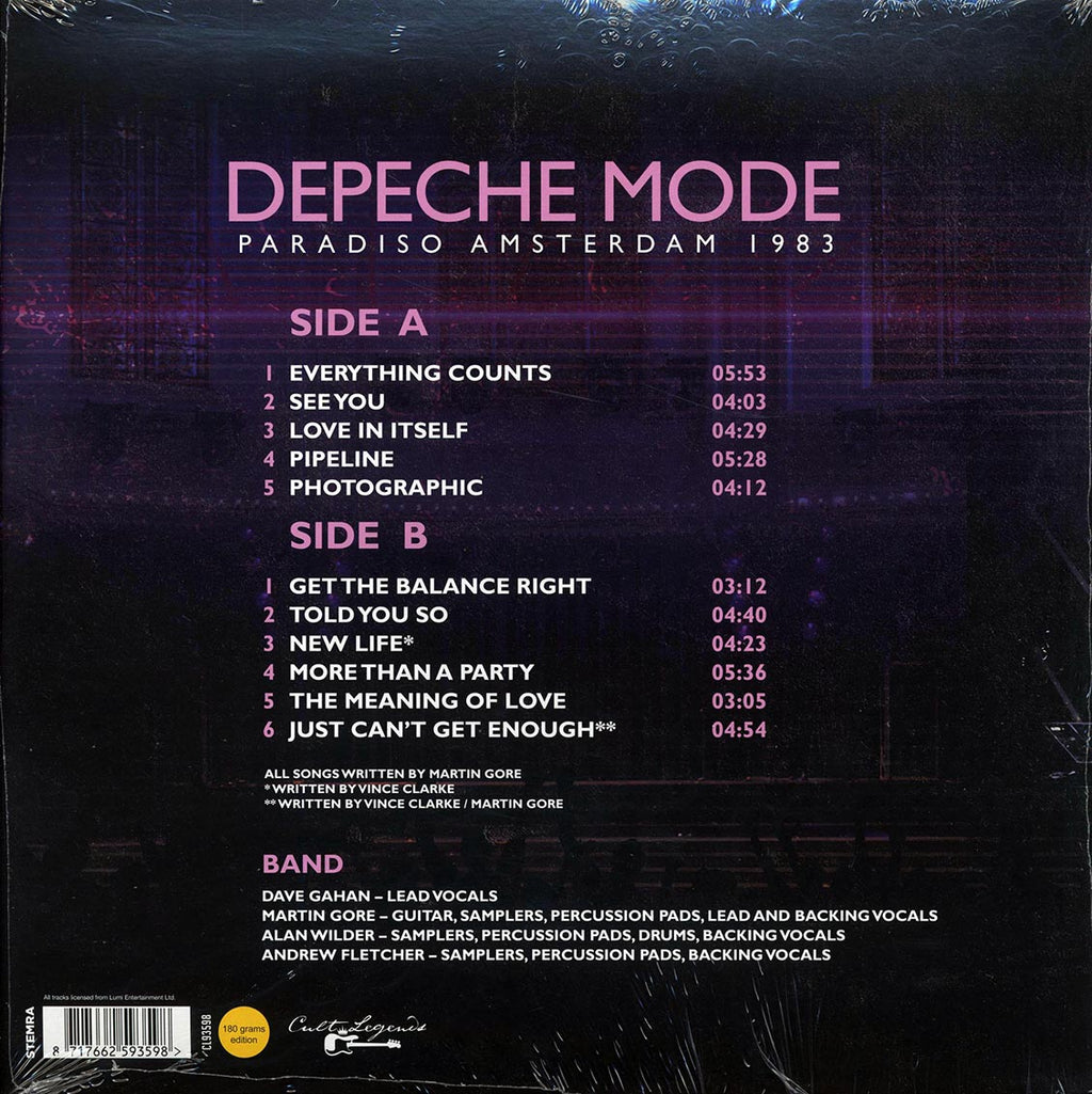 Depeche Mode - Paridiso Amsterdam 1983 vinyl LP back cover