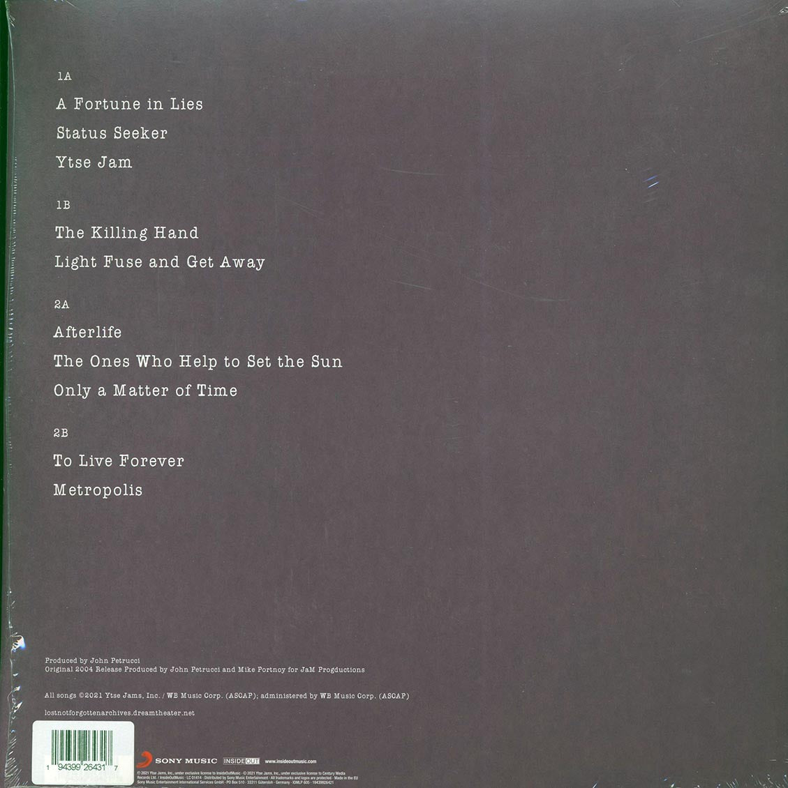 Dream Theater - When Dream And Day Reunite: Live (2xLP) (180g) (remastered) (red vinyl) (incl. CD) vinyl LP back cover