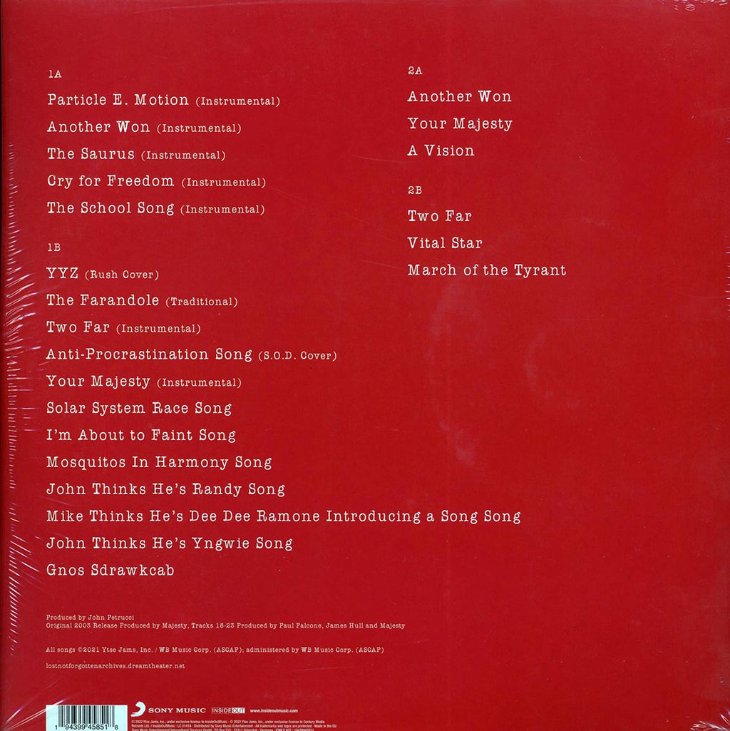 Dream Theater - The Majesty Demos 1985-1986 (2xLP) (180g) (remastered) (incl. CD) vinyl LP back cover