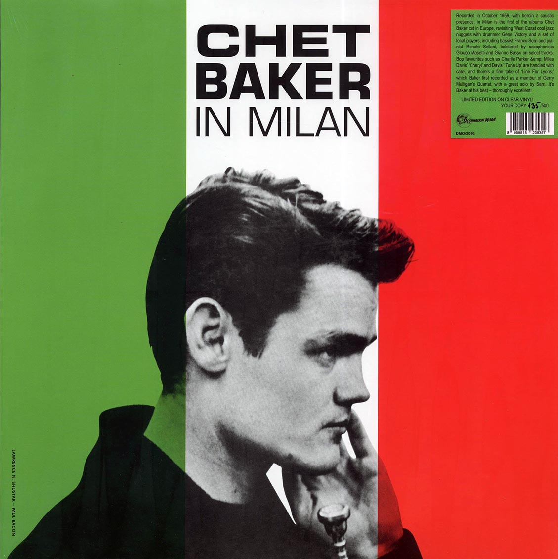Chet Baker - In Milan (ltd. 500 copies made) (clear vinyl) vinyl LP front cover