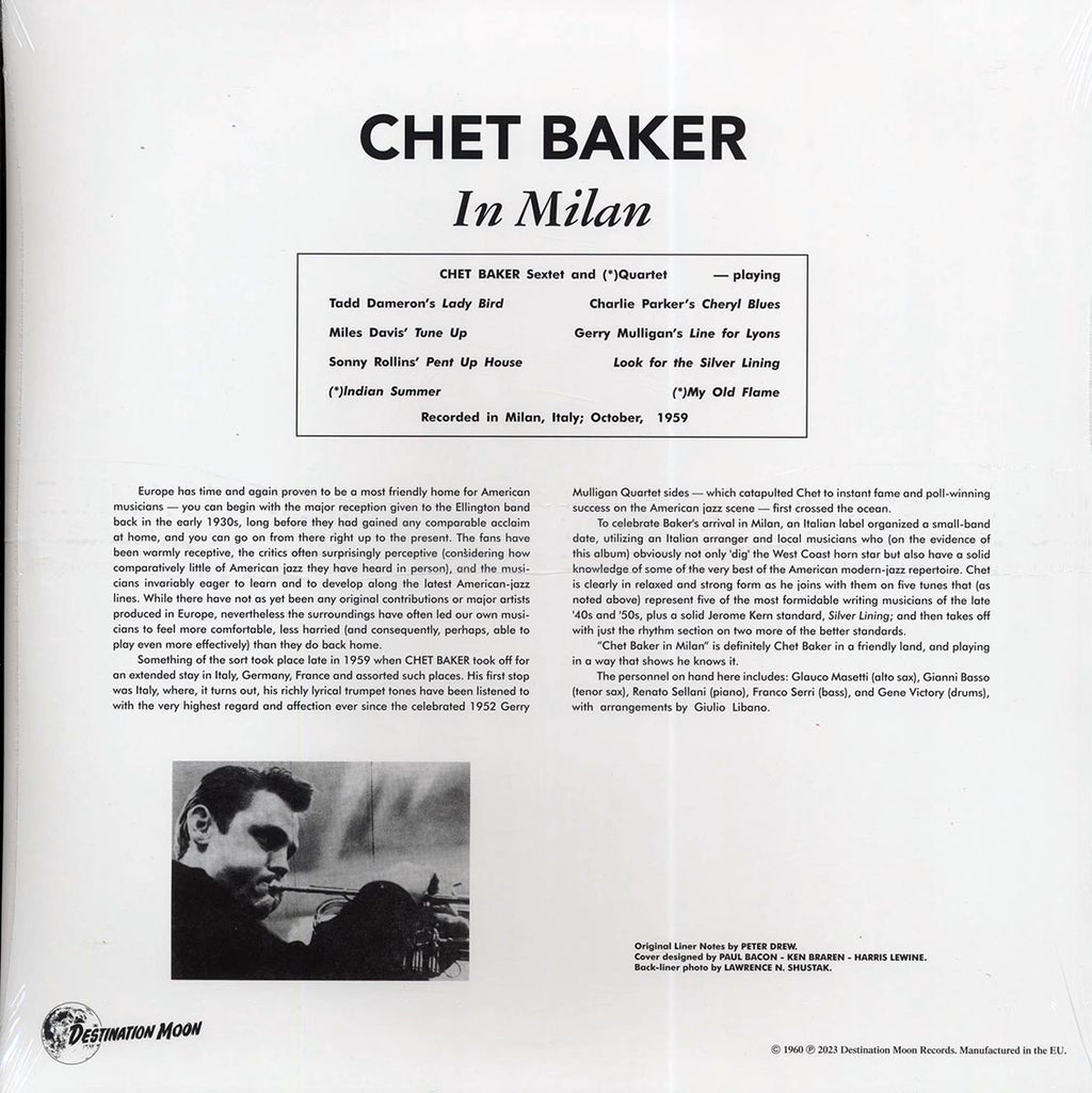 Chet Baker - In Milan (ltd. 500 copies made) (clear vinyl) vinyl LP back cover