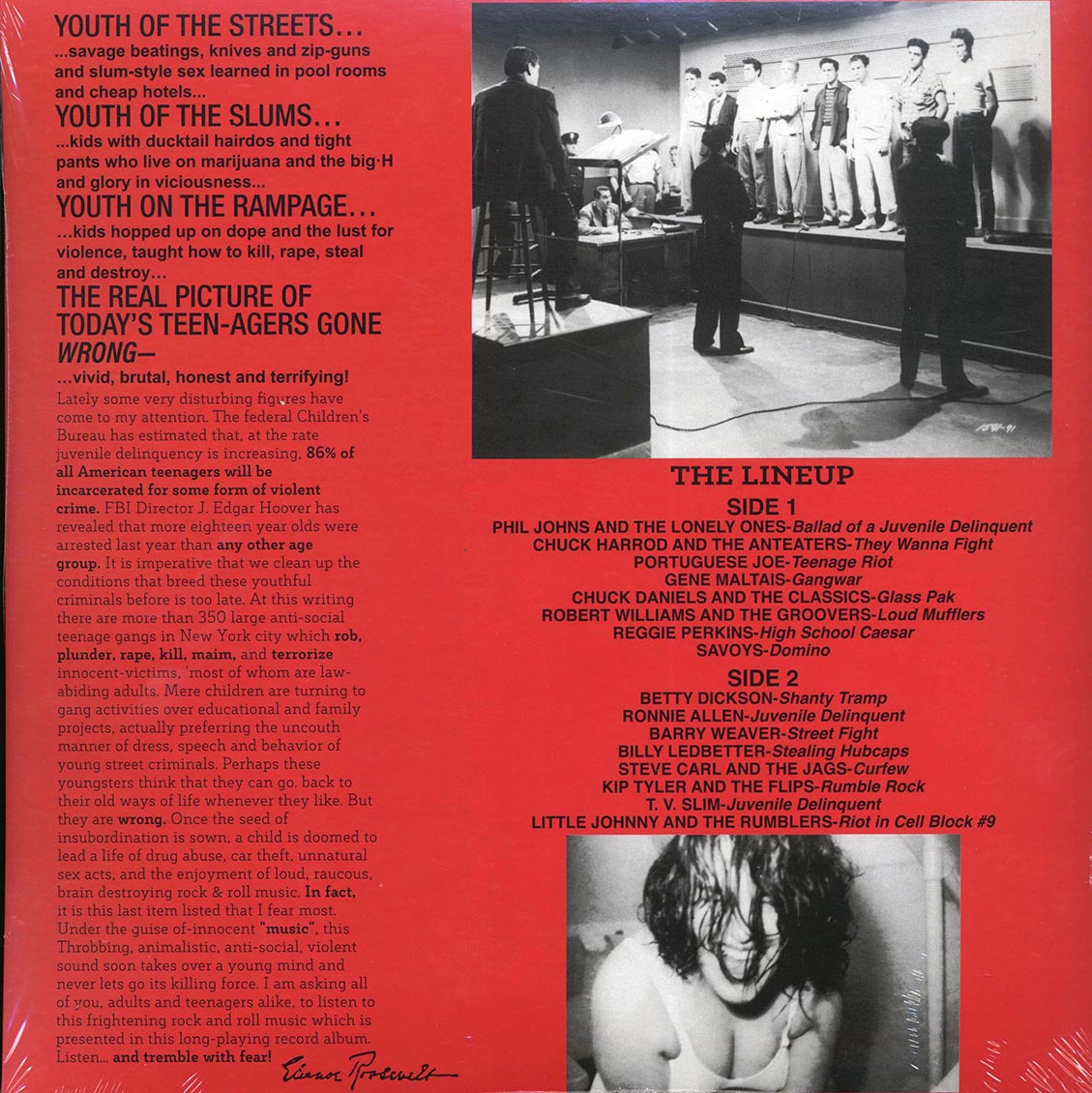 Portuguese Joe, Savoys, Reggie Perkins, TV Slim, Etc. - Teen-Age Riot! 50,000,000 Delinquints Can't Be Wrong! vinyl LP back cover