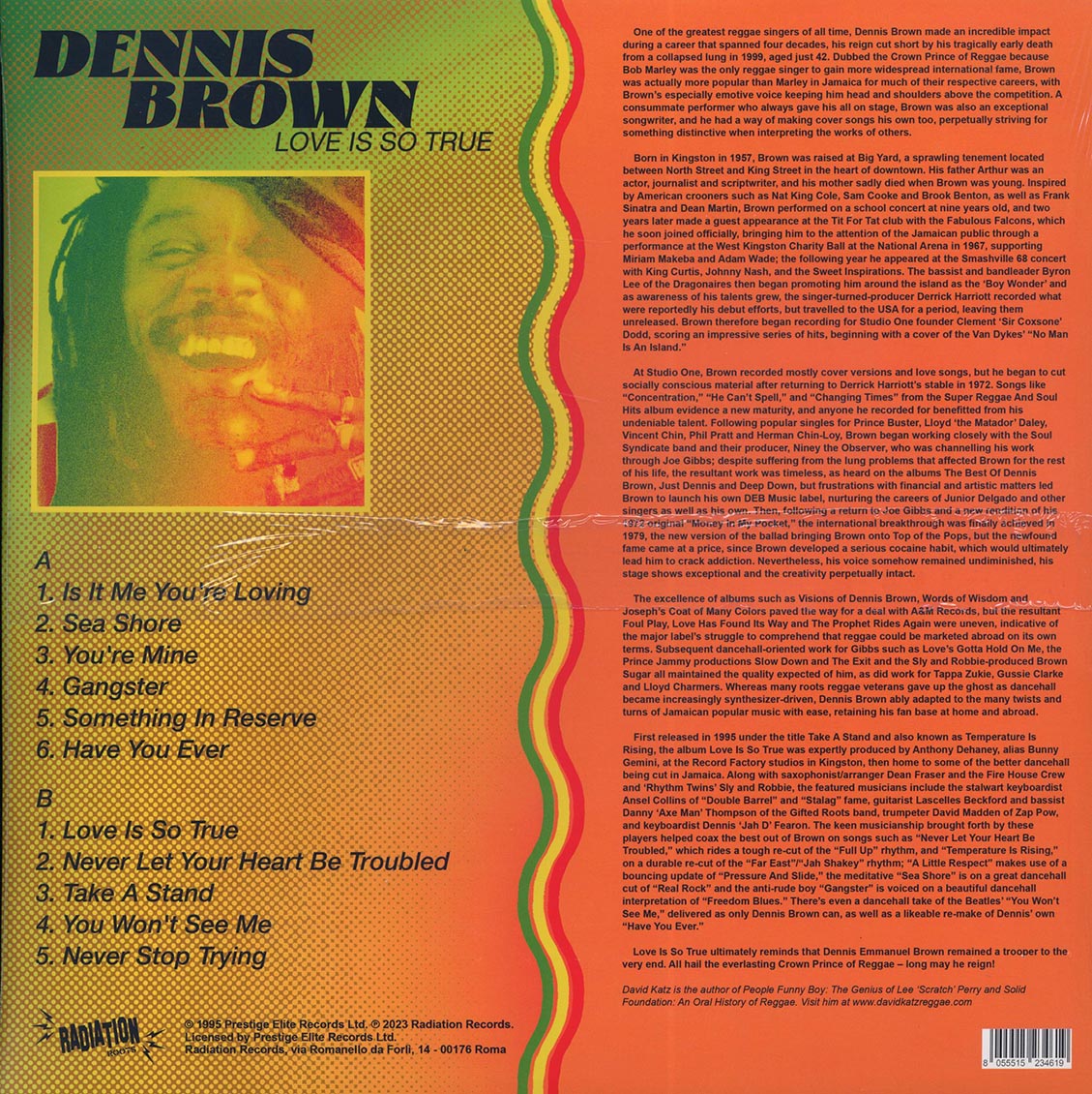 Dennis Brown - Love Is So True vinyl LP back cover