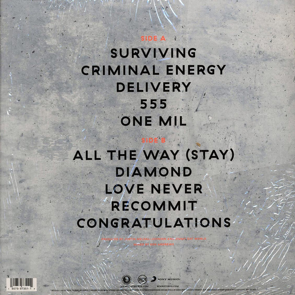Jimmy Eat World - Surviving vinyl LP back cover